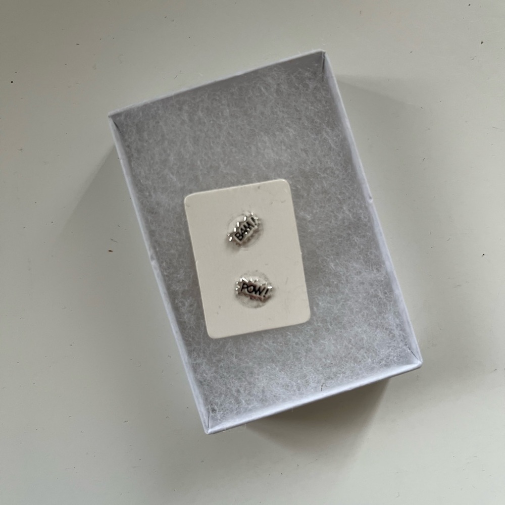 Silver 'Pow' Comic Book Earrings